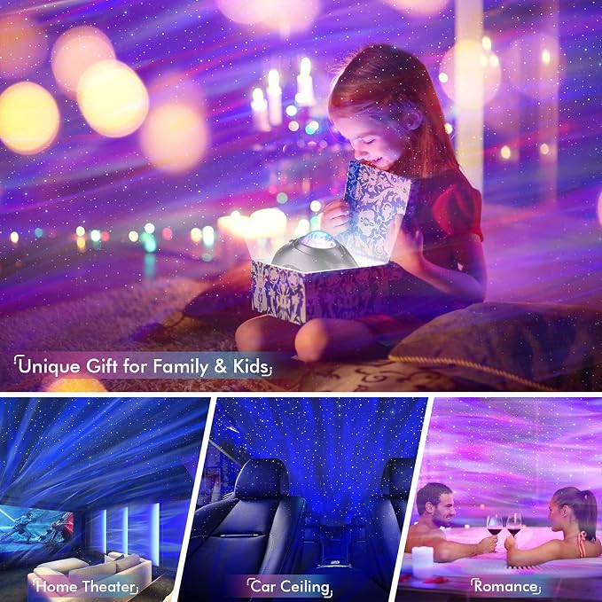 Rossetta Star Projector, Galaxy Projector for Bedroom, Bluetooth Speaker and White Noise Aurora Projector, Night Light Projector for Kids Adults Gaming Room, Home Theater, Ceiling, Room Decor - Image 6