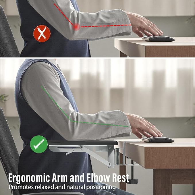 Ergonomic Arm/Elbow Rest for Desk, Foldable Rotating Black | Foldable, Rotatable, Computer Desk, Office & Gaming Comfort - Image 4