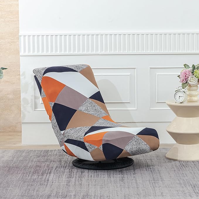 Stretch Swivel Floor Gaming Chair Slipcover - Printed Reclining Folding Protective Lounge Rocker Seat Cover,1 Pack,10 - Image 3