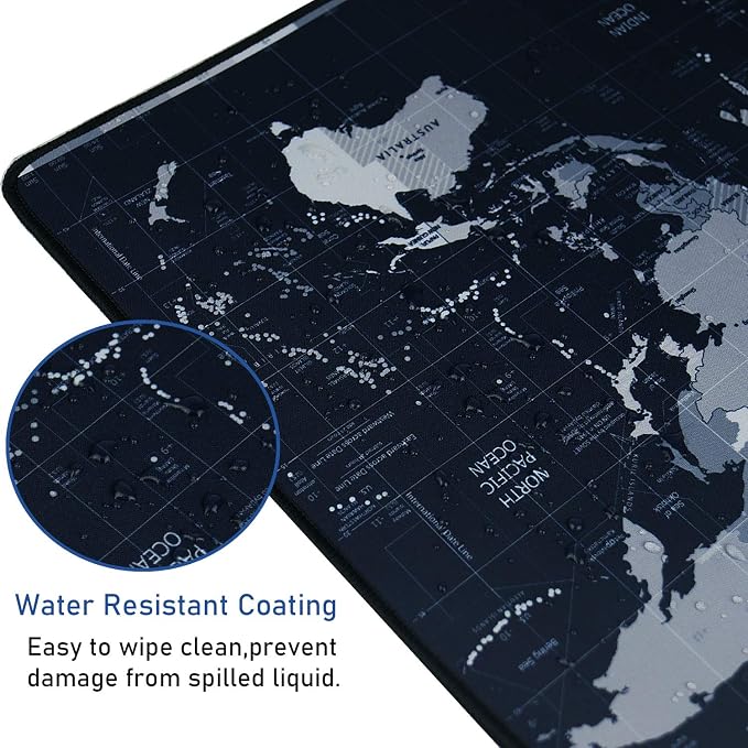 Gaming Mouse Pad, Large Extended Desk Mouse Pad, Non-Slip Spill-Resistant Mousepad with Special-Textured Surface, Anti-Fray Stitched Edges for Esports Pros Gamer Office - Map - Image 4