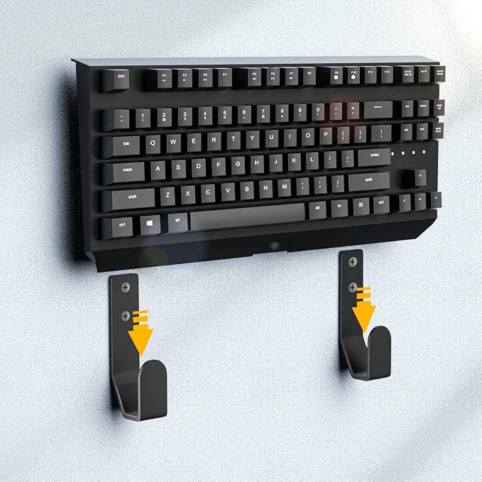 Keyboard Wall Mount Storage,Metal Wall Hanger Rack with Adhesive & Screw in, Universal for Gaming Mechanical Keyboards, for Devices Thickness < 2.5cm - Image 3