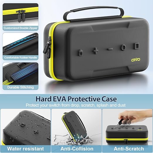 OIVO Carrying Case Compatible with 2025 Nintendo Switch, Portable Switch 2 Travel Carry Case Fit for Joy-Con 2 & Adapter, Hard Shell Protective Pouch Bag with 24 Game Slots, Yellow - Image 5