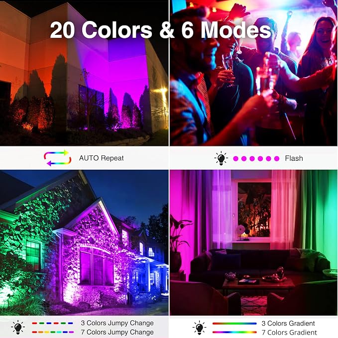Onforu Stage Lights 2 Pack 48W LED Wall Washer Light,IP66 Waterproof Outdoor RGB Light Bar with Timing,Wash Lights with DIY Colors 44-Key Remote for Garden Wedding Party - Image 2
