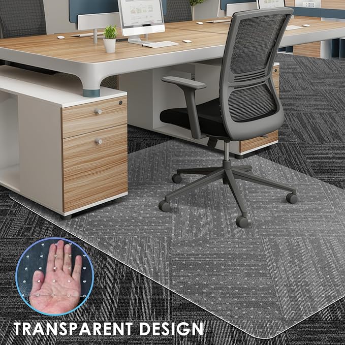 Vicwe Office Chair Mat for Carpeted Floors, 48"X36" Chair Mats with Studs | Carpet Protector Floor Mats for Low and No Pile Carpet, Easy Glide Computer Desk Chair Mat for Home & Offices, Clear - Image 6