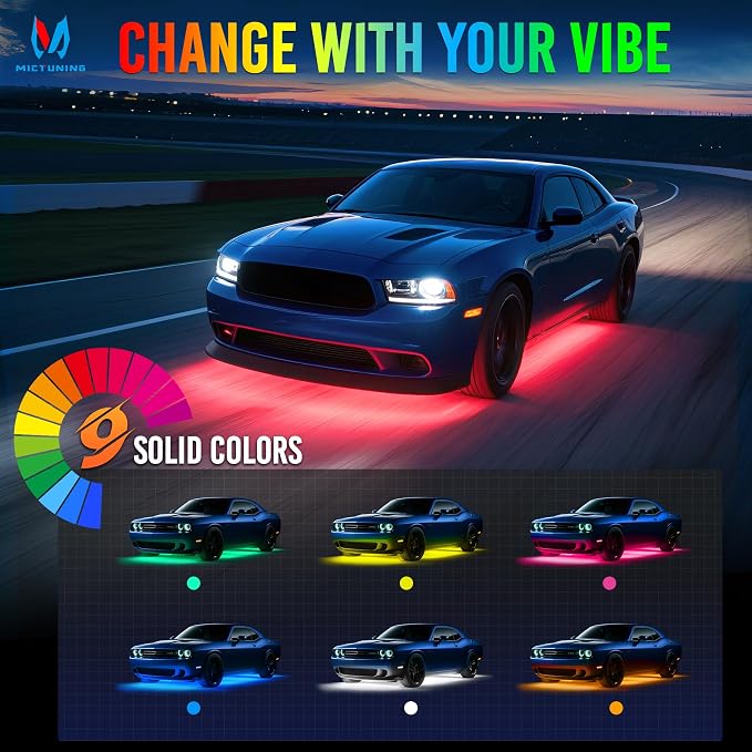 MICTUNING U8 RGBW Underglow LED Light Bars (8-Piece Kit) 888 Ultra-Bright LEDs, Dual Remotes, White+RGB Colors, IP68 Waterproof Aluminum Housing – for Cars, Trucks, SUVs, ATVs - Image 4