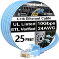 Jadaol [UL Listed Snagless Cat6 Ethernet Cable 25 ft 10Gbps, PoE++, Blue by Jadaol