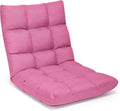 Giantex Adjustable Floor Gaming Sofa Chair 14-Position Cushioned Folding Lazy Recliner High Resilience Sponge, Breathable Cotton & Linen Fabric Sleeper Bed Couch Recliner (Pink) by Giantex