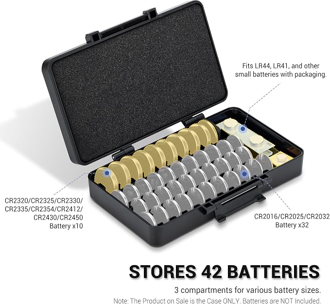 KIWIFOTOS 42 Slots Coin Cell Battery Case for CR2032 CR2025 LR44 - Image 2