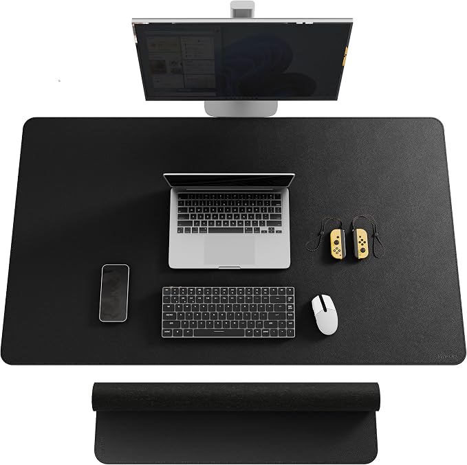 Mydours 48"x28" XXL Large PU Leather Desk Mat, Gaming Mouse Pad, (Black) | Extended Desk Pad Mat, Full Mat Waterproof Desk Protector for Workspace Decor, for Computer Keyboard Mouse Office Work by Mydours