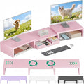 OPNICE Dual Computer Monitor Stand Riser, Desk Organizer with Drawer, Office Desk Accessories & Workspace Organizers for Home Office Supplies, Pink by OPNICE