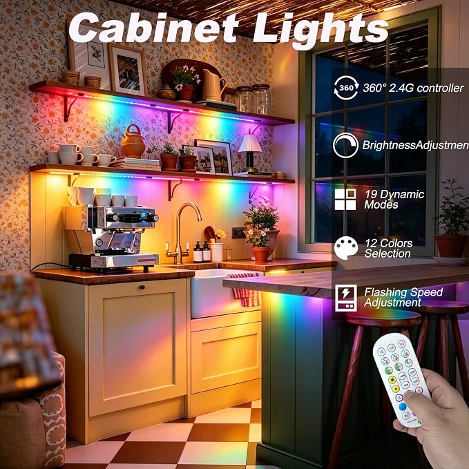 LED Strip Lights 6 Pre-Cut Led Light Strip with Remote & APP Dimmable,RGB Color Changing led Lights Strip for tv Backlight, Bookshelf Ligh, Bedroom, Display,Shelf,Cabinets(Multicolor, 6 Strip) - Image 5