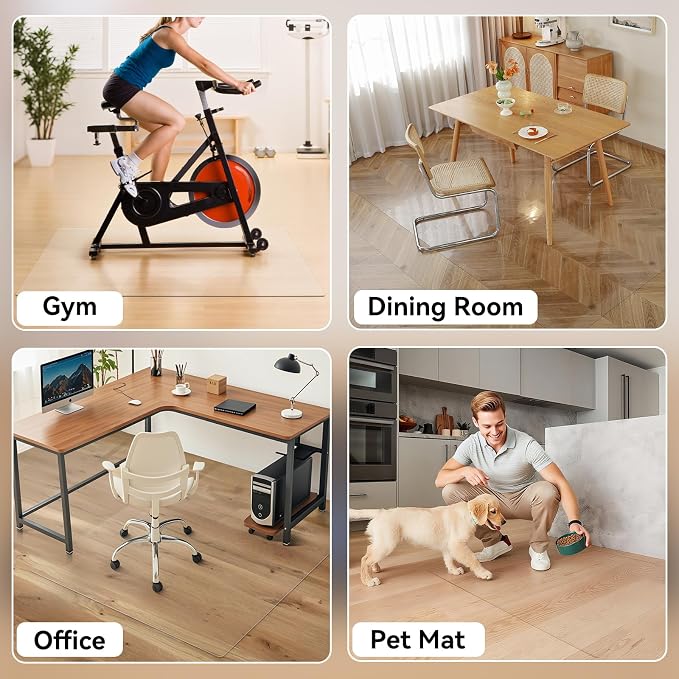 Clear Office Chair Mat for Hardwood Floor, 58 x 96 in Desk Floor Protector | Heavy Duty Plastic Floor Mat, Smooth Rolling, Easy to Clean, Protects Wood & Tile Floors, Ideal for Computer & Gaming Chairs - Image 2
