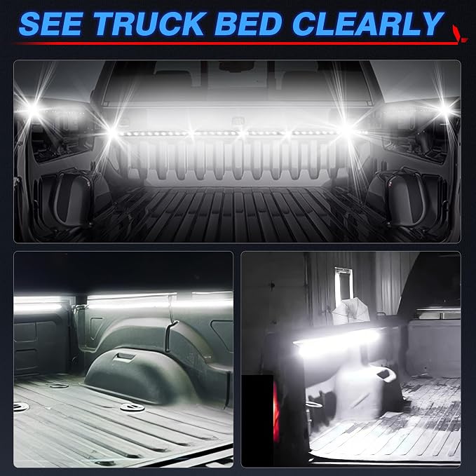 MICTUNING 2Pcs 60 Inch White LED Cargo Truck Bed Light Strip Lamp Waterproof Lighting Kit with On-Off Switch Fuse 2-Way Splitter Cable Compatible with Pickup RV SUV and More - Image 5