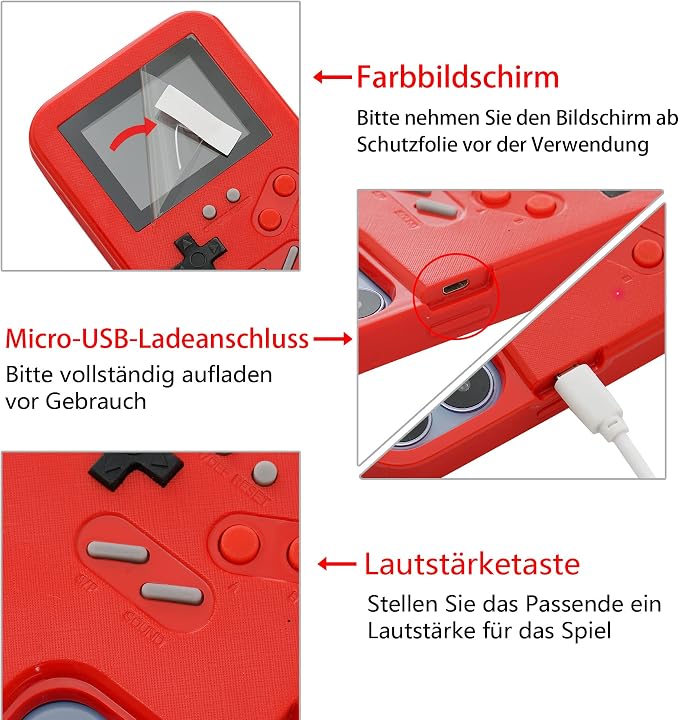 Gameboy Case for iPhone 13/13 Pro,Handheld Retro 168 Classic Games,Color Video Display Game Case for iPhone,Anti-Scratch Shockproof Phone Cover Red - Image 7