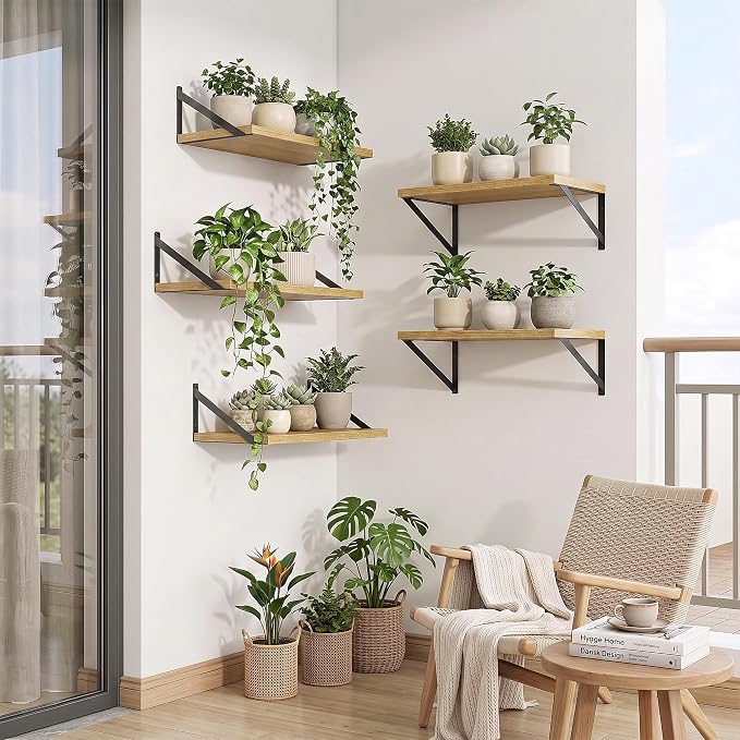 Axeman Deep Floating Shelves, 18'' x 10'' Oak Wall Shelves Set of 2 - Image 7