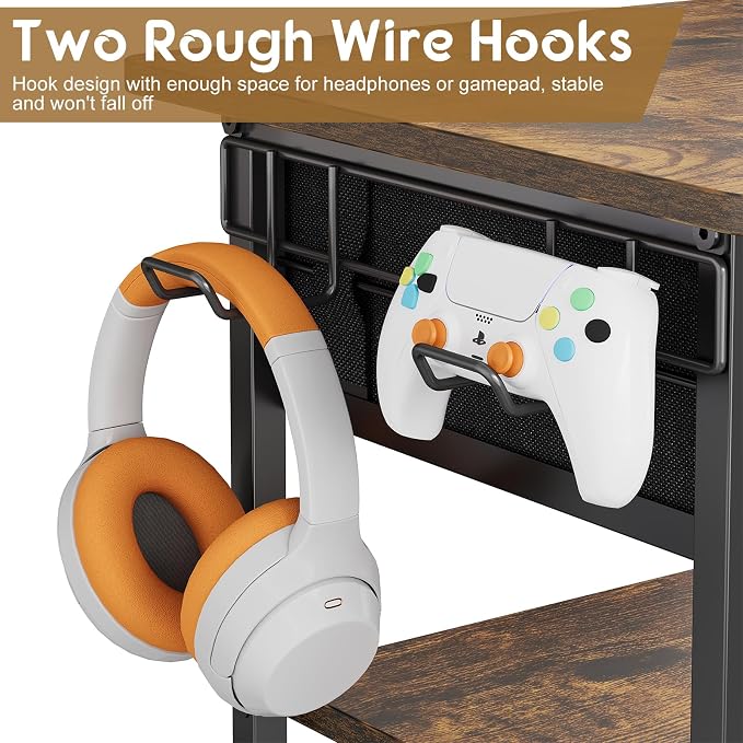 Hongtamoya 4-Tier AV Media Stand with Drawer, Gaming Console Shelf - Image 7
