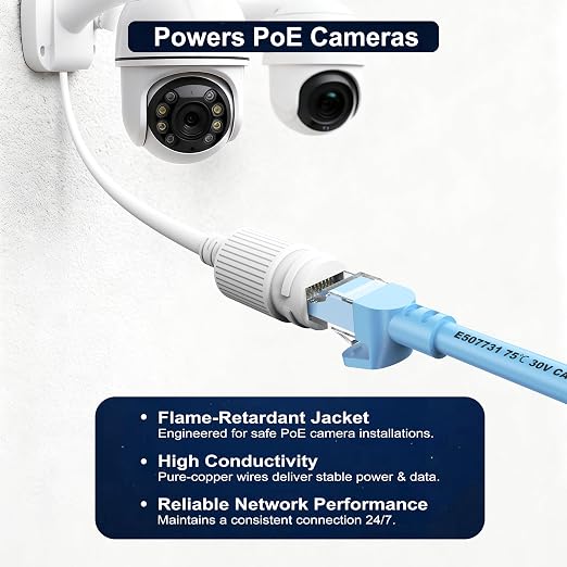 Jadaol [UL Listed Snagless Cat6 Ethernet Cable 25 ft 10Gbps, PoE++, Blue - Image 3