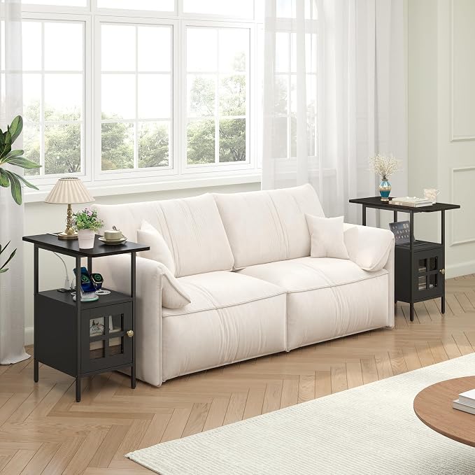 Narrow Side Table with Charging Station 3-Tier End Table with USB & Outlets - Image 6