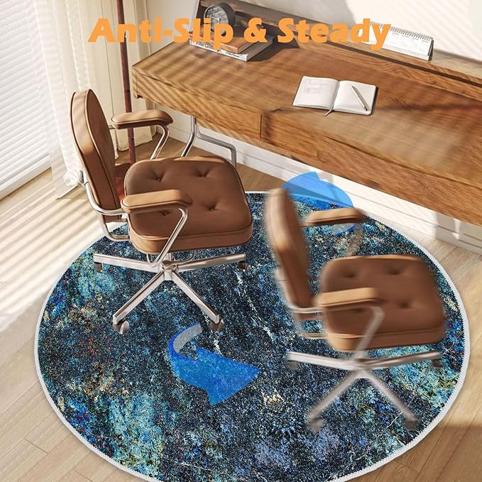4ft/48in Home Office Chair Mat for Hardwood Floor, Anti-Slip Desk Chair Mats, Computer Gaming Chair Mats for Rolling, Low Pile Carpet Floor Chair Mat(Blue-1) - Image 4