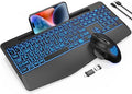 SABLUTE Wireless Keyboard and Mouse Combo, Large Print Backlit Scissor Keys by SABLUTE