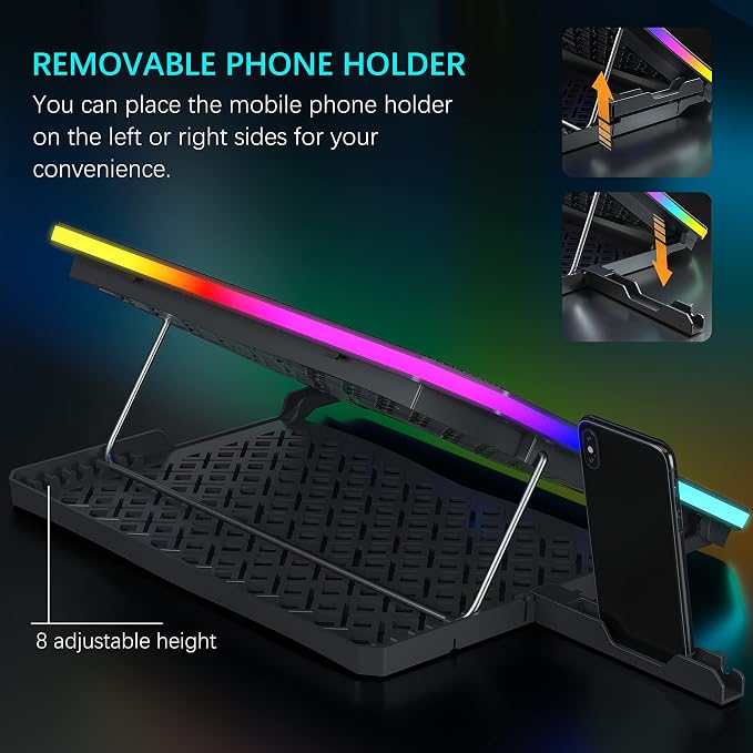 TopMate C12 Laptop Cooling Pad RGB Gaming Notebook Cooler for Desk/Lap Use - Image 4