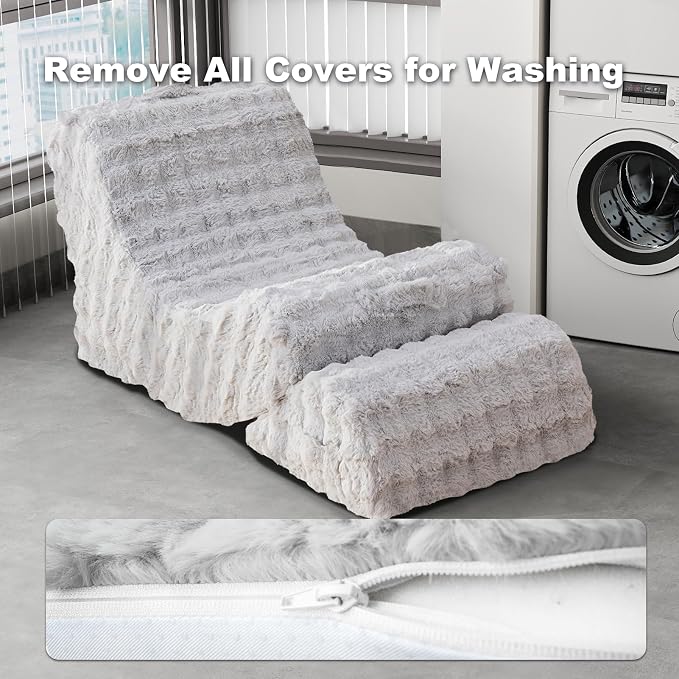 Quiet Rocking Chair, 3-in-1 Adjustable Boneless Floor Recliner for Adults | Zero Gravity Comfort as a Rocker, Chaise Lounger or Floor Seat, with Faux Fur Washable Cover for Reading, Nursing or Gaming - Image 8