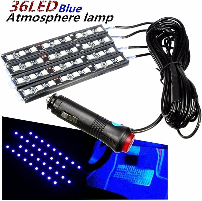 4PCS 48 LED Car Interior Lights, Blue Under Dash Light Kit - Image 4