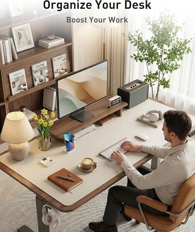 Aothia Faux Leather Desk Mat - Large Mouse Pad, Non-Slip PU Leather Blotter, Waterproof Writing Surface for Office and Home (Off-White, 40" x 24") - Image 3