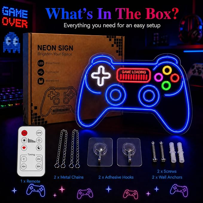 Games Controller Neon Sign: LED Wall Light With GAME LOADING - Image 9
