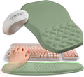 2-in-1 Ergonomic Set, Wave Keyboard Wrist Rest and Massage Slope Mouse Pad Wrist Support, Rebound Memory Foam for Relieve Carpal Tunnel Syndrome and Wrist Pain (Olive Green) by Gleamtide