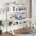 Gaming Desk with Pegboard, Large PC Table Computer Desk with Shelves Multifunctional Workbench Home Office Desk Study Writing Workstation(47.2" W x 66.9" H x 23.6" D, White) by Unknown