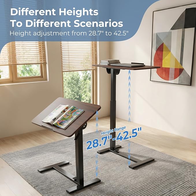 DUMOS Rolling Desk, Laptop Desk, Overbed Table with Wheels - Image 6