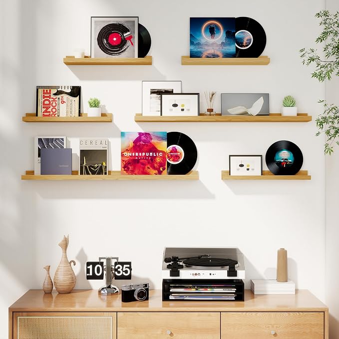 Picture Ledge Shelf, Floating Shelves for Wall Decor, Oak, Set of 6, 24'' - Image 2