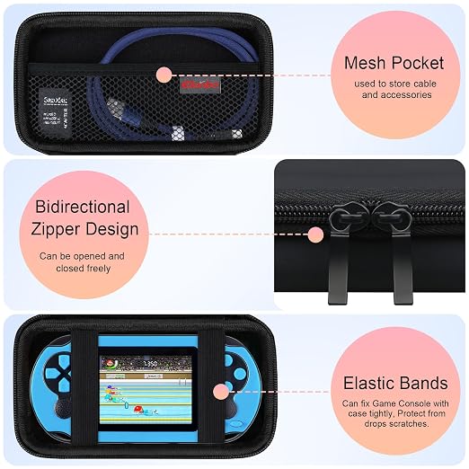 Elonbo Carrying Case for TaddToy/WELLST·G/Beijue/FAMILY POCKET/CCTU/X- JOYKIDS/GREENCREEK/Beico/KAVOYI/GuaiyeyeAP/TEBIYOU Handheld Game Console, Portable Electronic Gaming Player Bag, Black - Image 3