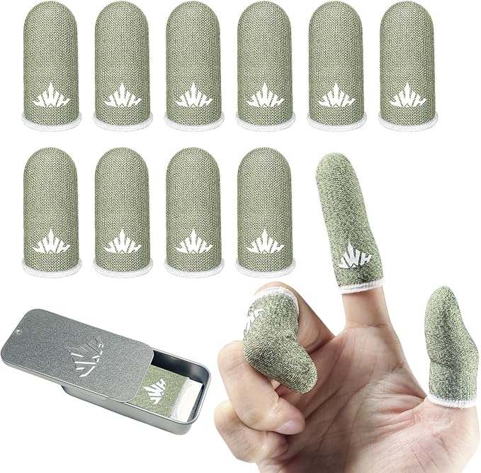 10 Pack Silver Fiber Dedales Gamer Profesionales Anti Slip Sweat Proof Gaming Finger Thumb Sleeves Cots Breathable Mobile Phone Gamer Gloves Guantes para Durable Covers for Pubg by Unknown