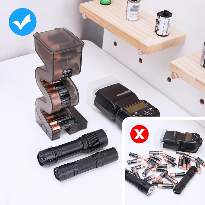 KIWIFOTOS 27 AA & 35 AAA Combo Battery Case Holder Set with Tester - Image 7