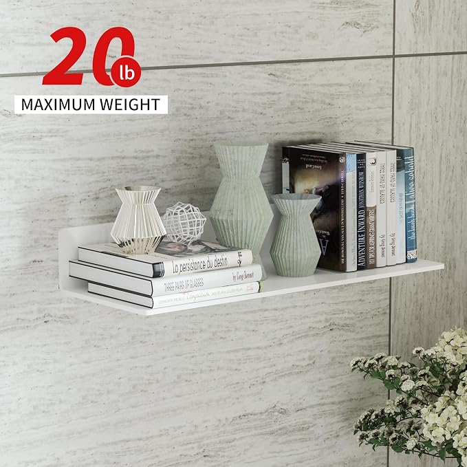 Sezanrpt 15 Inches Acrylic Wall Shelves 2 Pack, Floating Shelf for Wall Mounting, Acrylic Display Ledges for Funko Pop Figures, Home Décor, Living Room, Gaming Room, Plants(15 inch, White) - Image 7