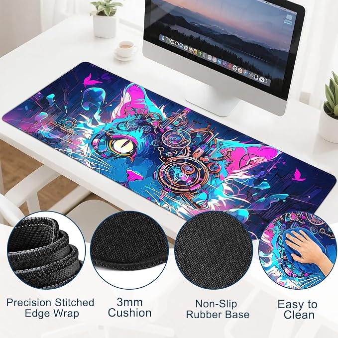 Gaming Mouse Pad, Desk Mat for Keyboard and Mouse, Large Mouse Pad for Desk, Computer Mousepad - Image 3