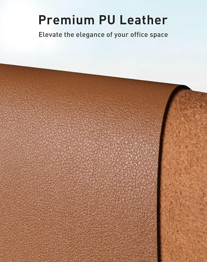 Aothia Faux Leather Desk Mat - Large Mouse Pad, Non-Slip PU Leather Blotter, Waterproof Writing Surface for Office and Home (Brown, 40" x 24") - Image 2