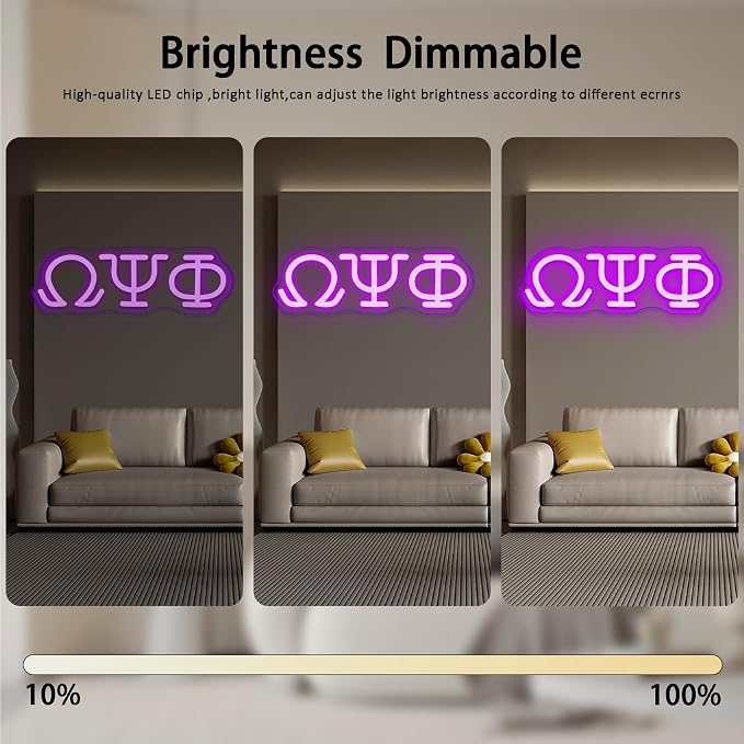 Psi Phi Fraternity Neon Signs for Wall Decor,Dimmable Led Greek Lettering Psi Phi Decor,USB Powered Fraternity Gifts for Man Cave Kids Room Bedroom Bar Birthday Gifts(11.8 * 4in） - Image 5