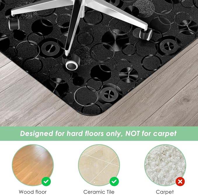 Vicwe Office Chair Mat for Hardwood Floor,36" x 55" Office Chair Mats | Anti-Slip Computer Chair Mat for Gaming Rolling Chair, Desk Chair Mat for Home, Office,Black - Image 3