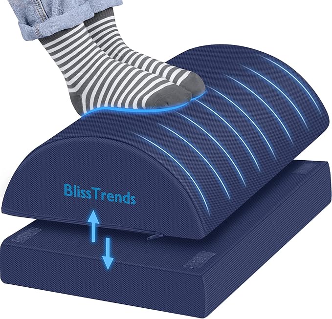BlissTrends Foot Rest Under Desk, Foot Stool with 2 Adjustable Heights | Comfortable Footrest with Washable Cover for Car,Home and Office to Relieve Back,Lumbar,Knee Pain(X-Large, Blue) by BlissTrends