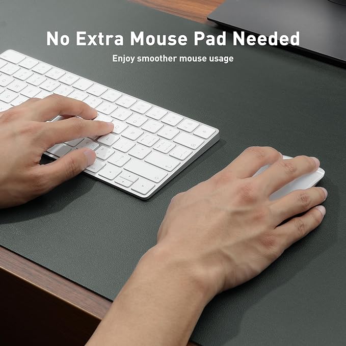 Aothia Faux Leather Desk Mat - Non-Slip PU Leather Desk Blotter, Waterproof Writing Surface, Large Desk Pad for Office & Home (Jungle Green, 55" x 17") - Image 4