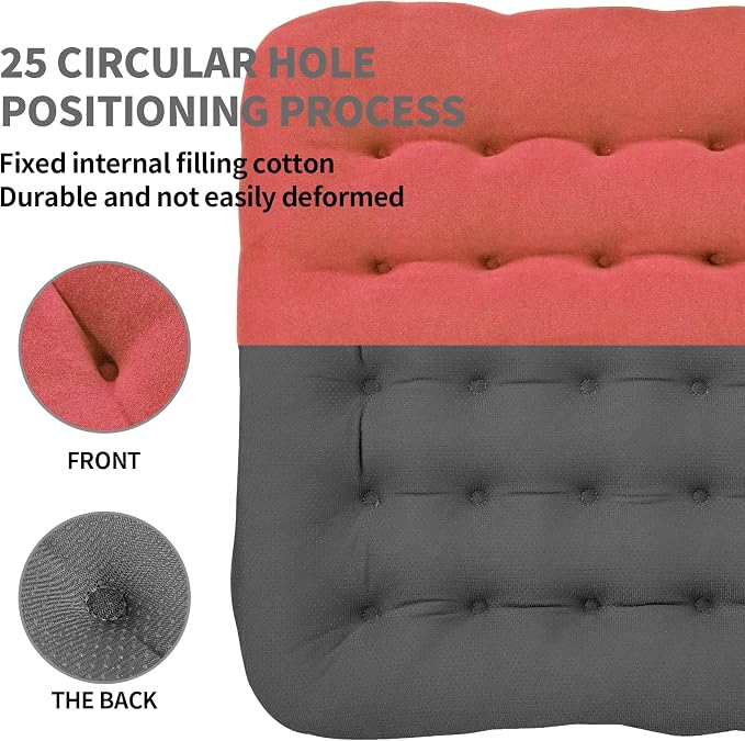 BUYUE Good Support Office Chair Cushion Padded, Soft Velvet Comfortable Non-Slip Seat Cushion for Computer Desk Kitchen Chair (1 Count, Rose) - Image 6