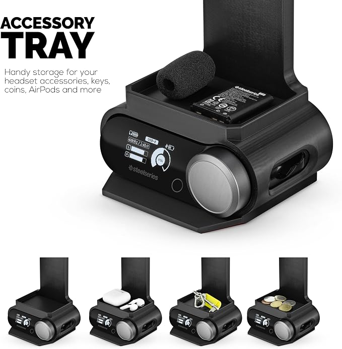 BRAINWAVZ Headphone Stand Designed for Steelseries Arctis Nova Pro, Elite and Pro Omni Wireless Headsets with Dock for the Wireless Base Station (HPS01) - Image 6