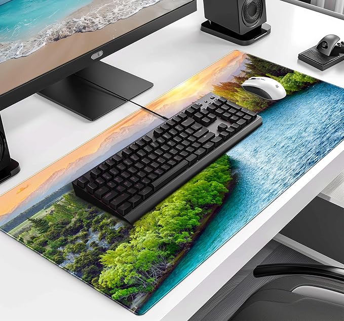 Extended Sunset Forest Gaming Mouse Pad, Keyboard Computer Office Mouse Pad | Large Extended Mouse Pad; Full Desk Coverage; Waterproof Coating; Stable Anti-Slide Base For Gaming, Office, Study Daily Use - Image 3