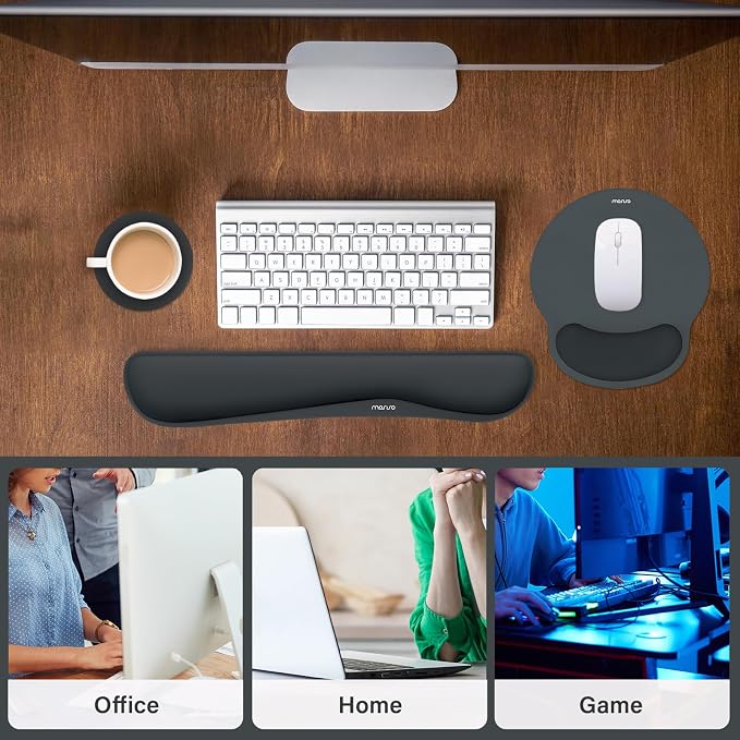 MOSISO Wrist Rest Support for Mouse Pad&Keyboard Set, Slate Gray - Image 6