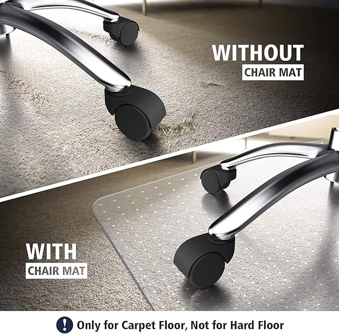 Azadx Office Chair Mat for Carpet Large Desk Chair Mat for Carpeted Floors | Floor Mat for Office Chair on Low, Standard and No Pile Carpeted Floors Durable Carpet Protector Mat (36x 55'' Rectangle) - Image 2