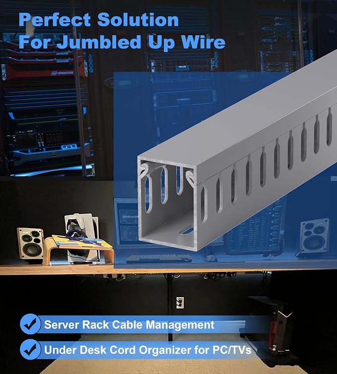 1.6"H x 1.2"W Cable Raceway, 99in Under Desk Wire Management Channel, Grey - Image 5