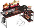 Mericonia 55 in L Shaped Gaming Desk, Large Corner Desk with Monitor Stand | Reversible Computer Desk with Power Outlets, LED Light & Storage Shelves, Office Table for Home Bedroom Study Work Writing by MERICONIA